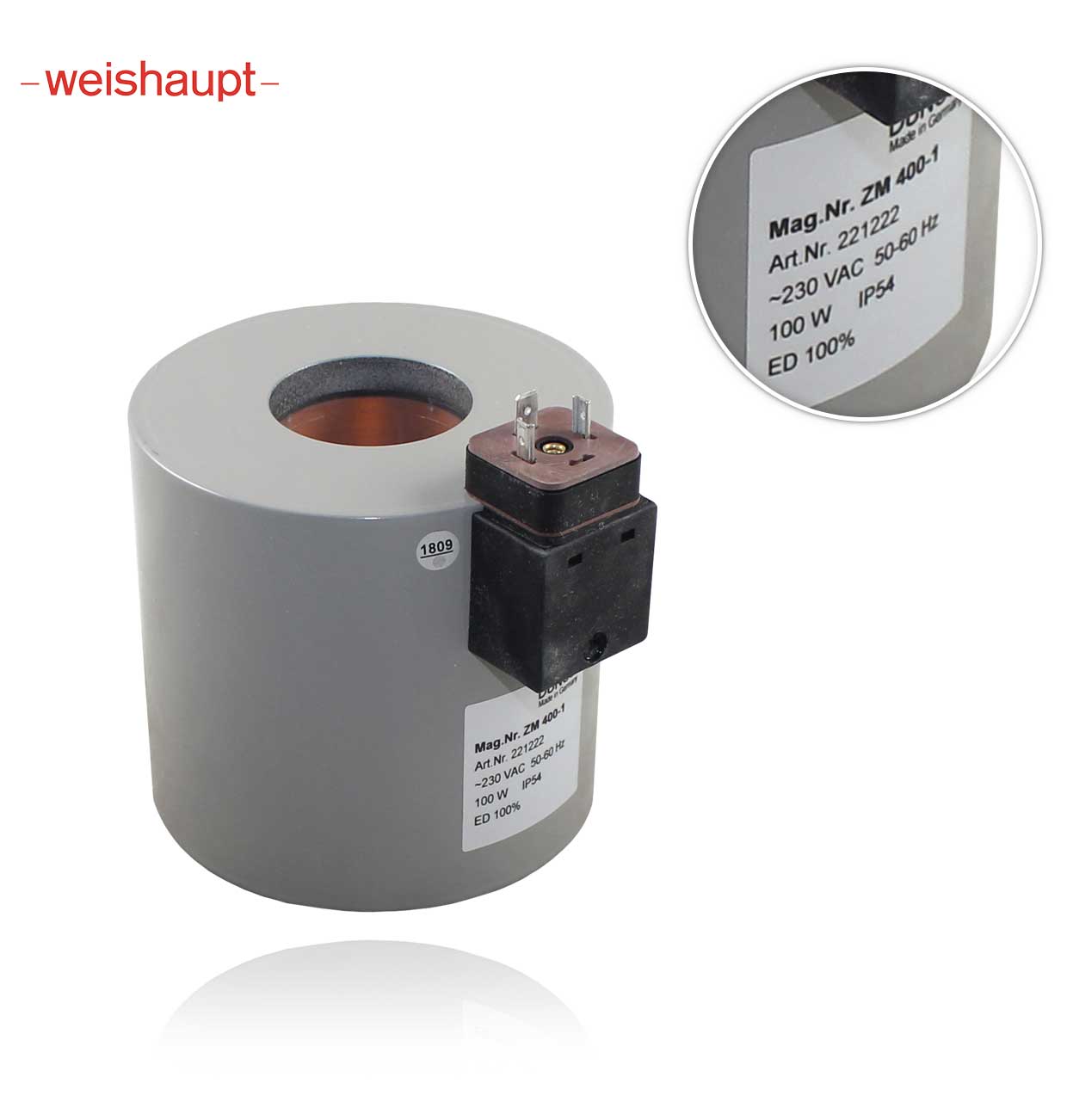 WEISHAUPT 605932 MDK80 230V 50-60Hz ZM 400-1 COIL WITH CONNECTOR