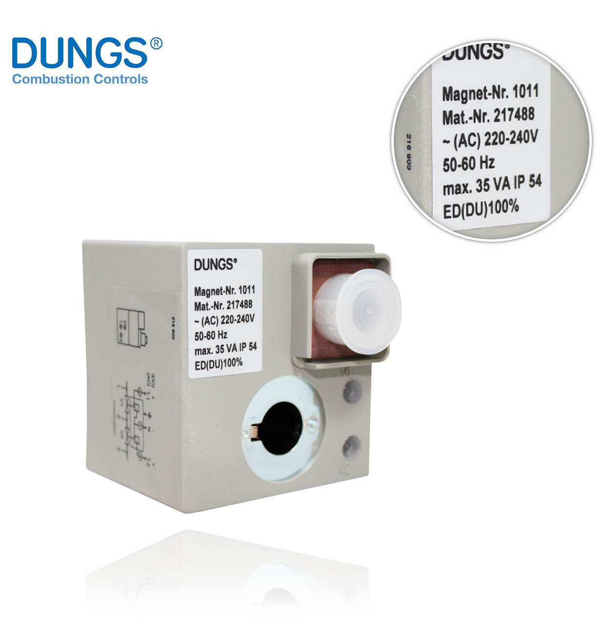 DUNGS NR 1011 220 VAC COIL WITH CONNECTOR FOR DMV 503/11 (217488-224980)