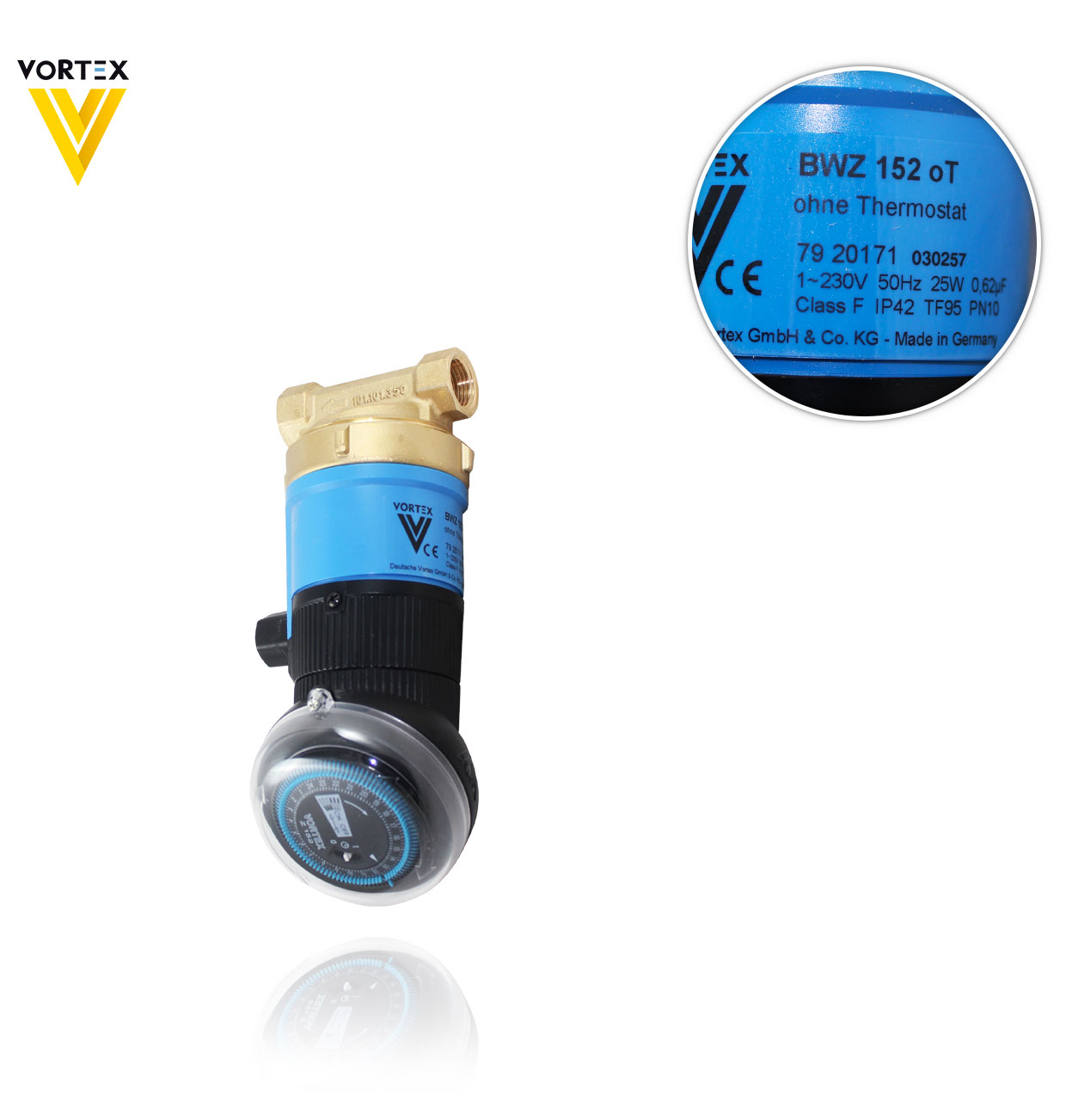 BWZ 152 R 1/2" OT VORTEX with timer, without thermostat