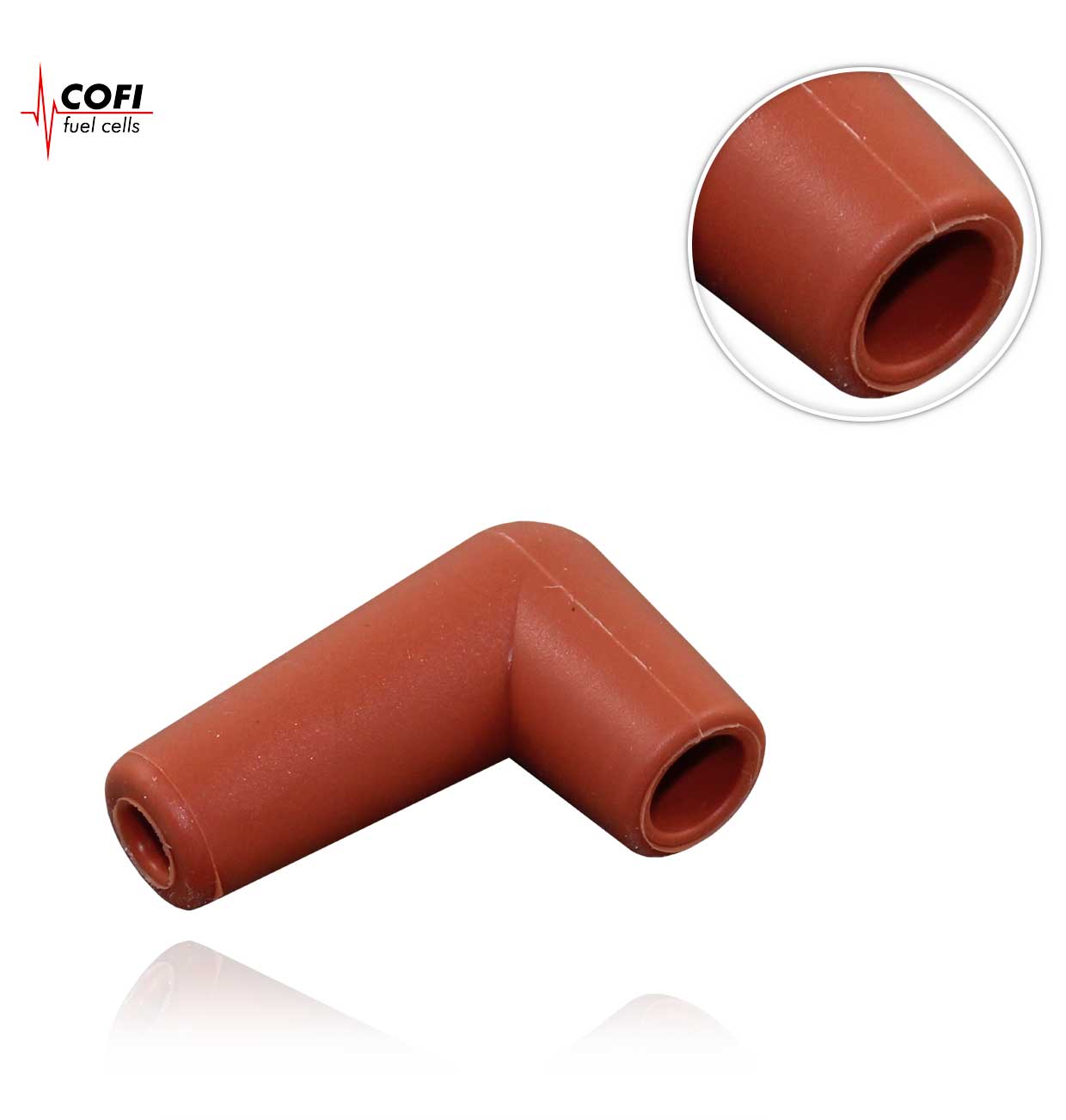 90º ELBOW RED SILICONE TERMINAL CAP  6.3mm.