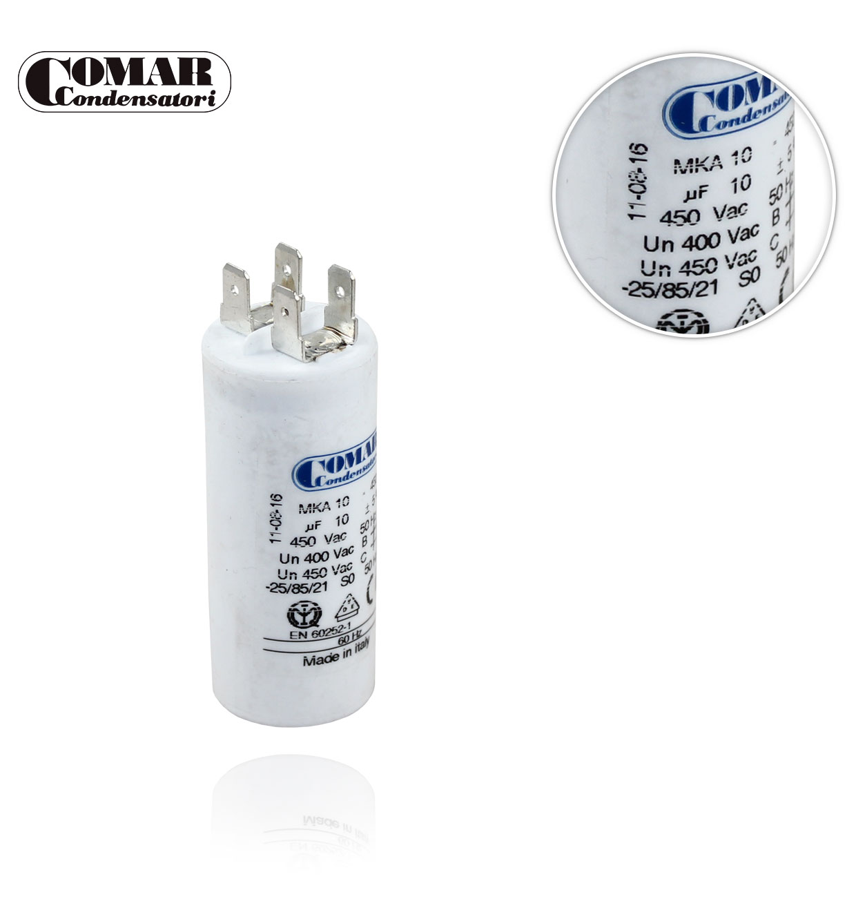 CON/ 10 MKA  450V WITHOUT SCREW 30x70 DOUBLE FASTON CAPACITOR