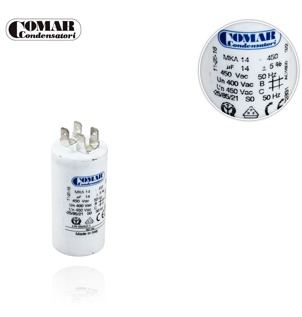 CON/ 14 MKA  450V WITHOUT SCREW 35x70 DOUBLE FASTON CAPACITOR