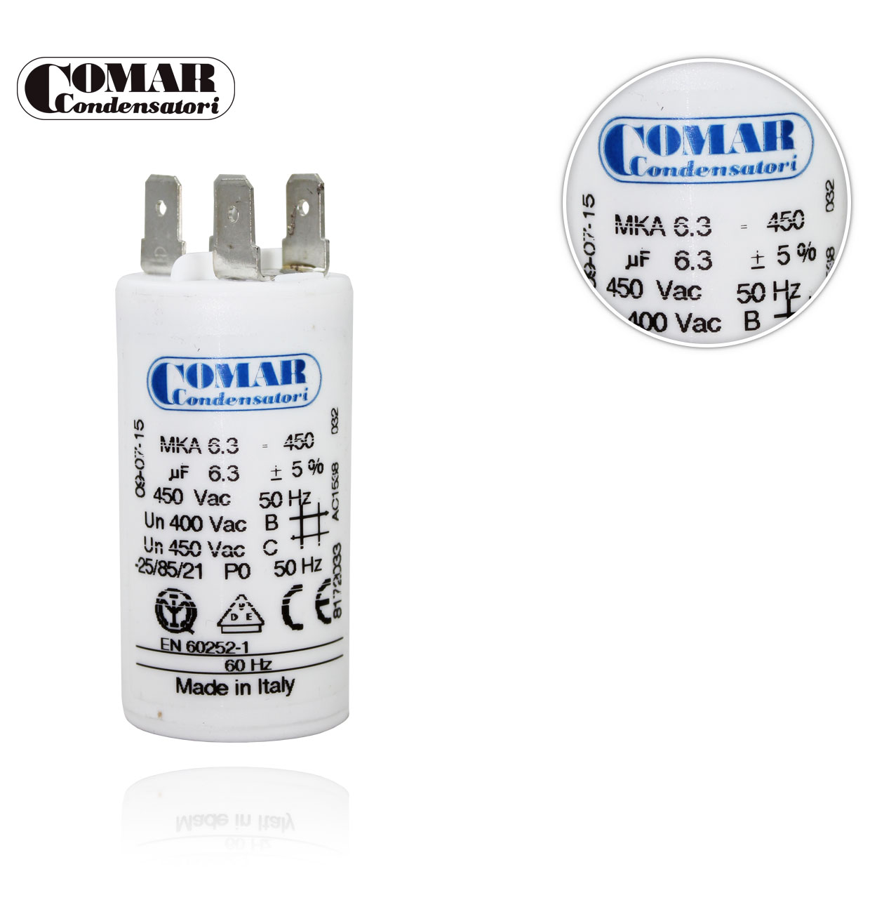 CON/ 6.3µF 450V WITHOUT SCREW 30x55 DOUBLE FASTON CAPACITOR