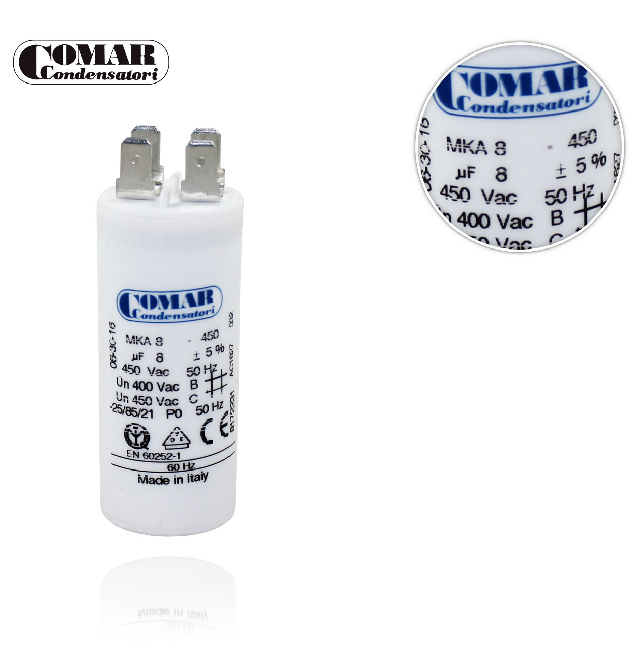 CON/ 8 MKA  450V WITHOUT SCREW 30x70 DOUBLE FASTON CAPACITOR