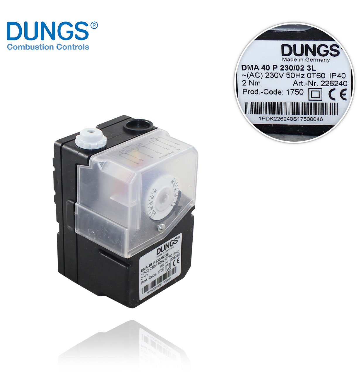 DMA 40 P 230/02  3L DUNGS SERVOMOTOR, 3 MICRO SWITCHES