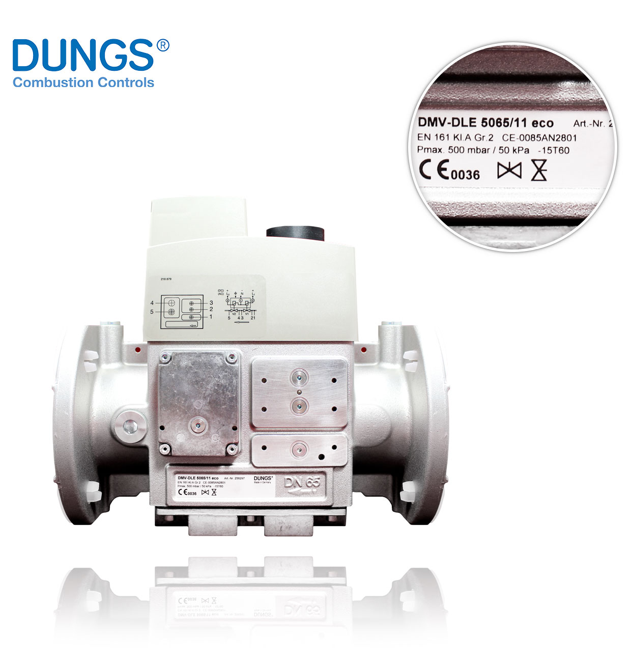 DMV-DLE 5065/11 ECO DN65 maximum pressure 500mbar 230V DUNGS DOUBLE SOLENOID VALVE