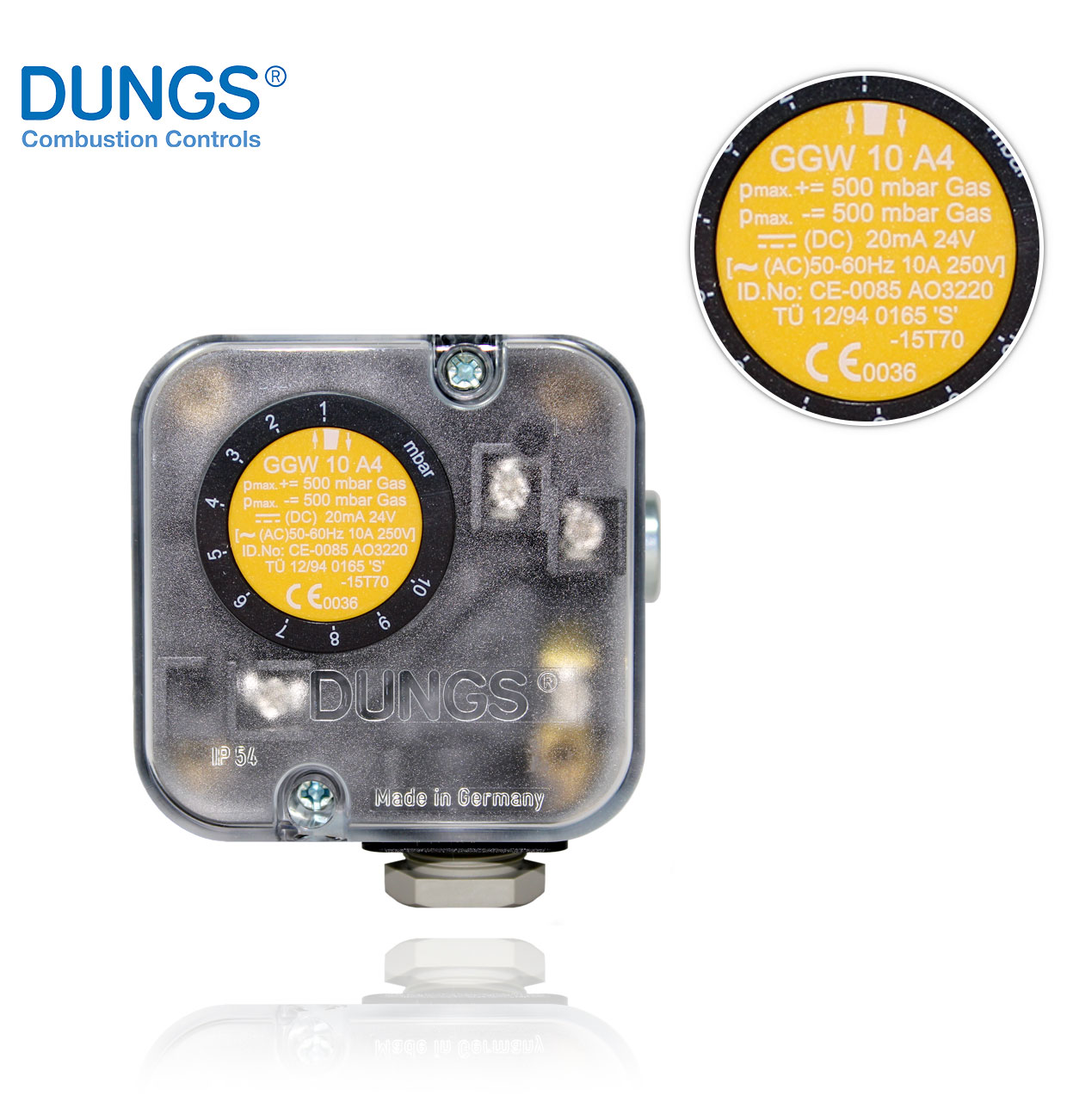 DUNGS 248676 GGW 10 A4 1 A 10mbar IP 54 GAS AND/OR AIR DIFFERENTIAL PRESSURE SWITCH