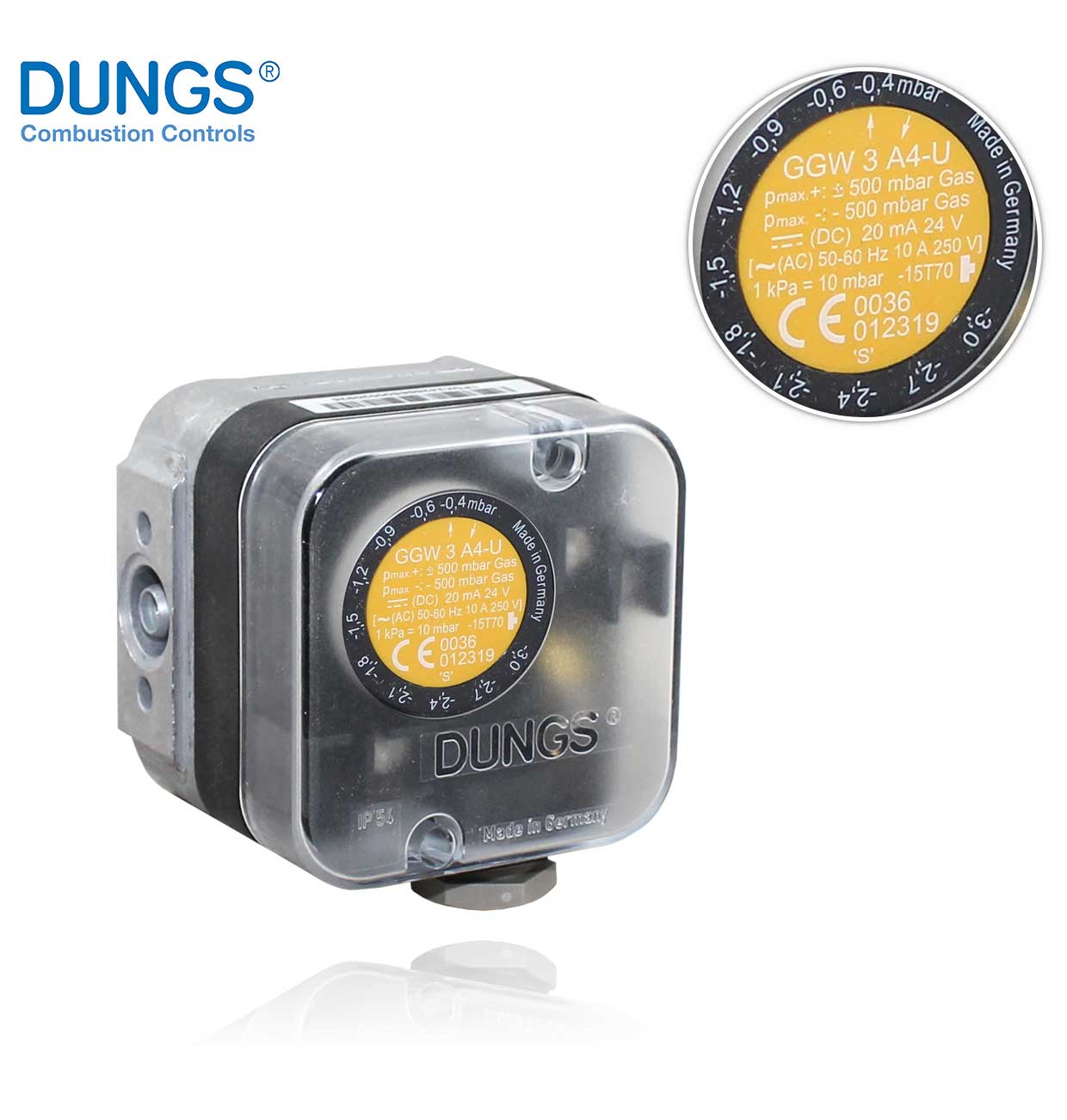 DUNGS 248327 GGW 3 A4 -0.4 A -3mbar FOR GAS AND/OR AIR NEGATIVE DIFFERENTIAL PRESSURE SWITCH