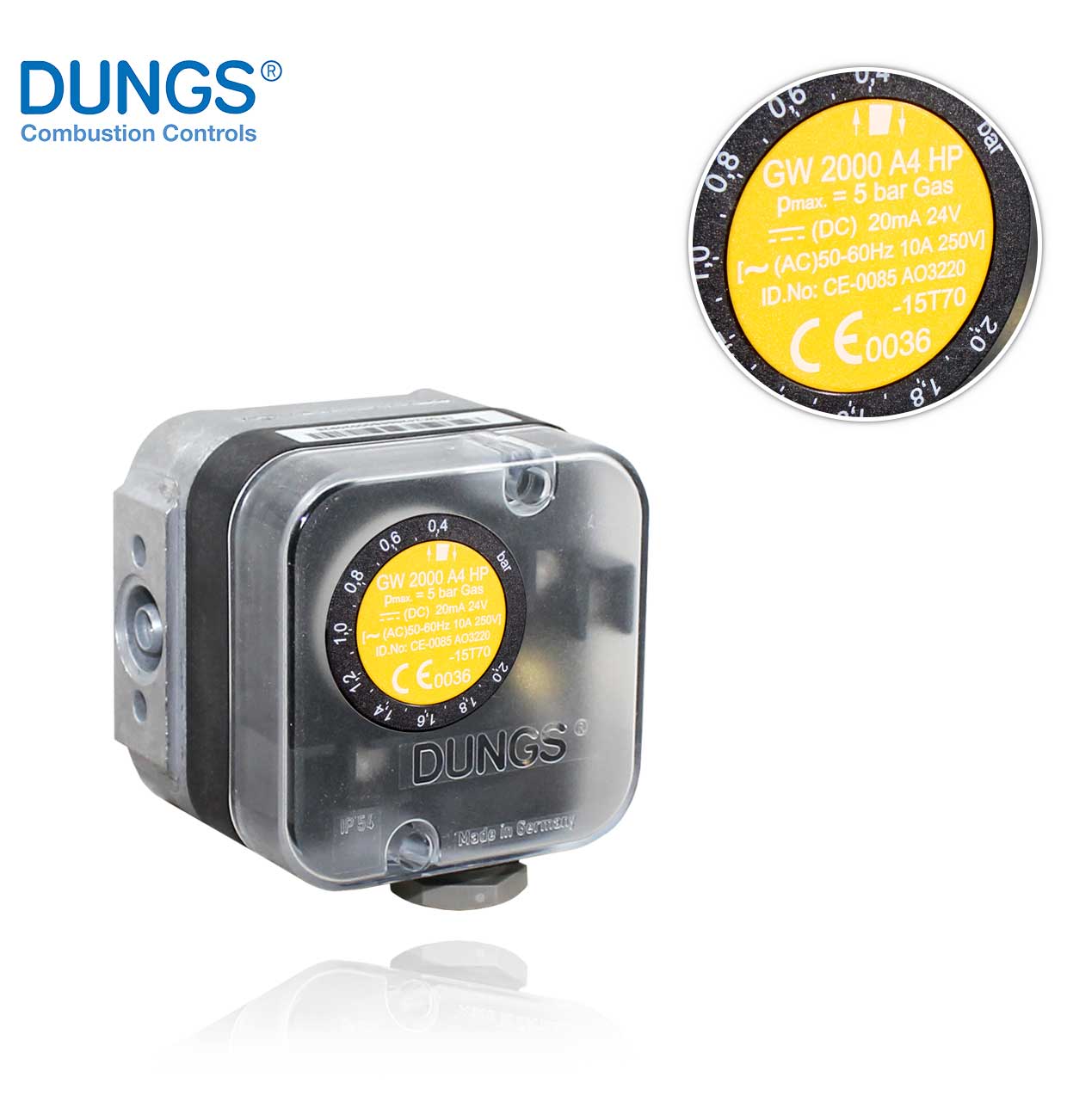 GW 2000 A4 HP IP54 400-2000mbar DUNGS PRESSURE SWITCH
