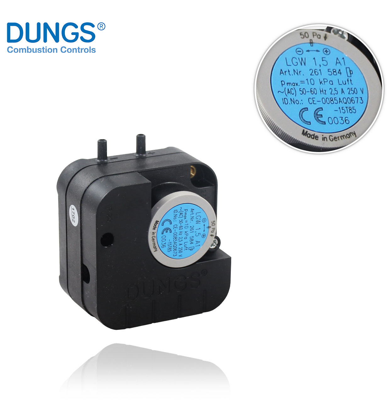 LGW 1.5 A1  50 fa se Ag g p± IP20 p1/p2 DUNGS PRESSURE SWITCH
