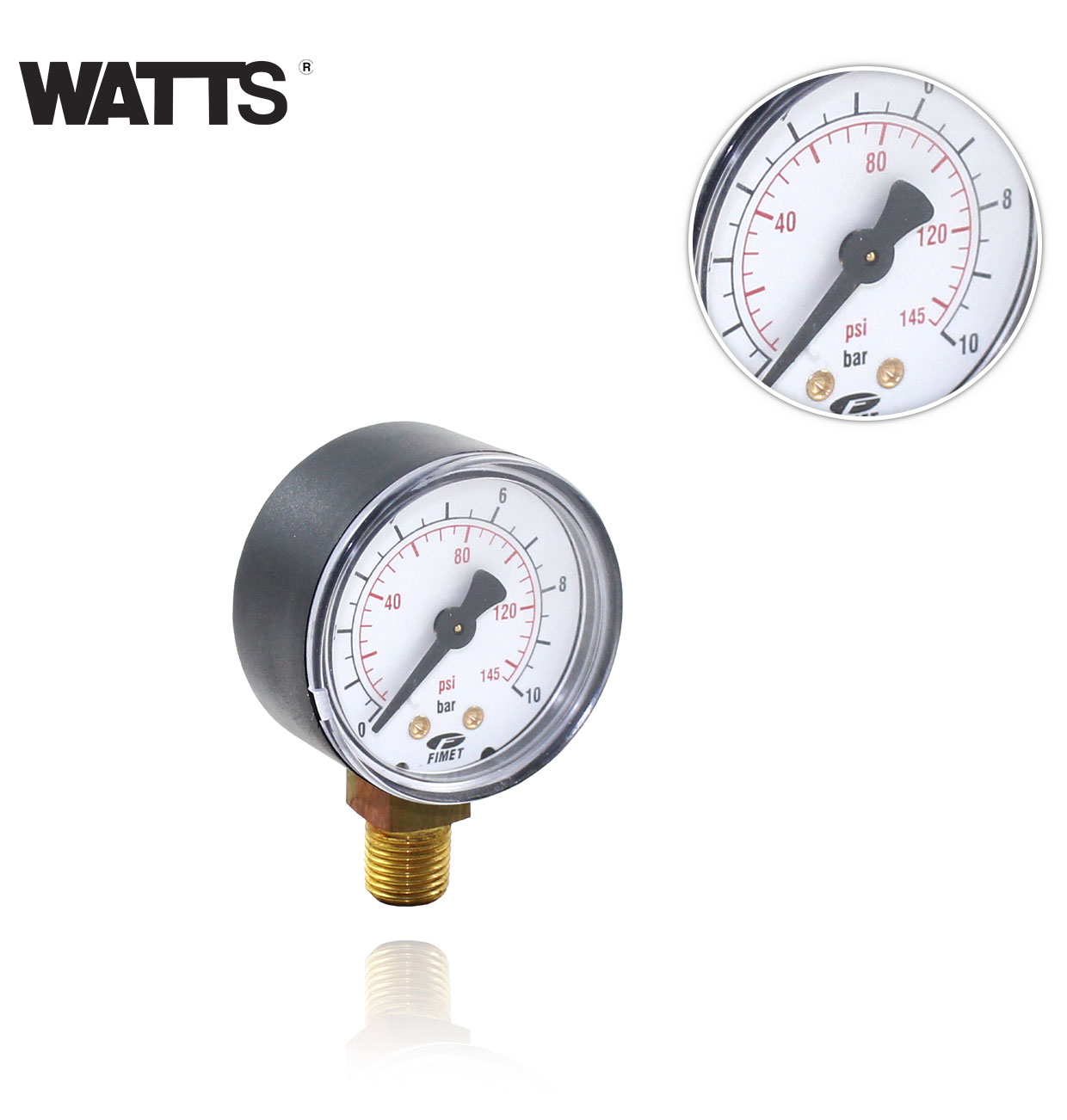 D50 0/10bar R1/4G CONICAL RADIAL MANOMETER WITH ABS