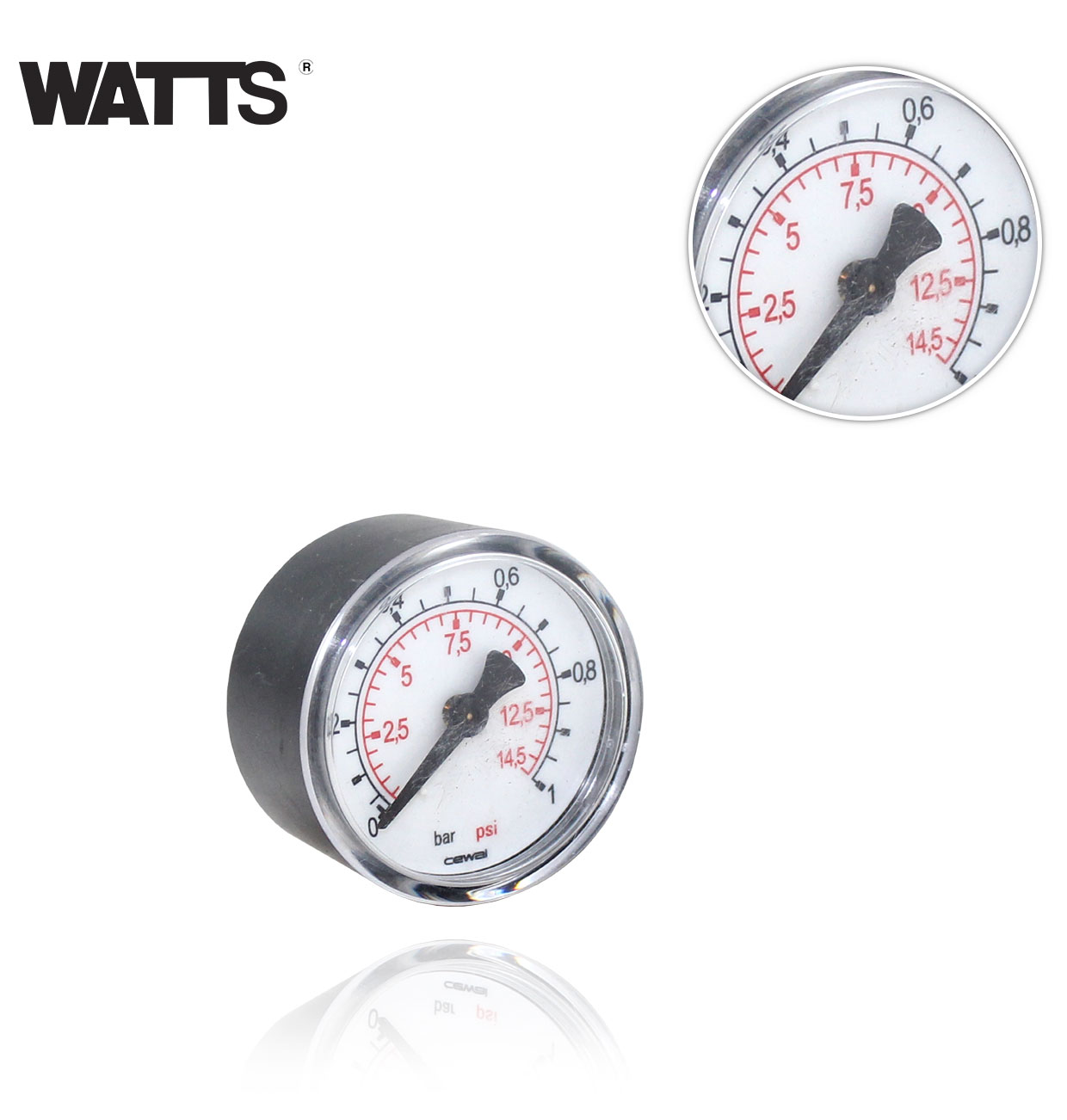 D50 0/1bar R1/4G REAR CONICAL MANOMETER WITH ABS