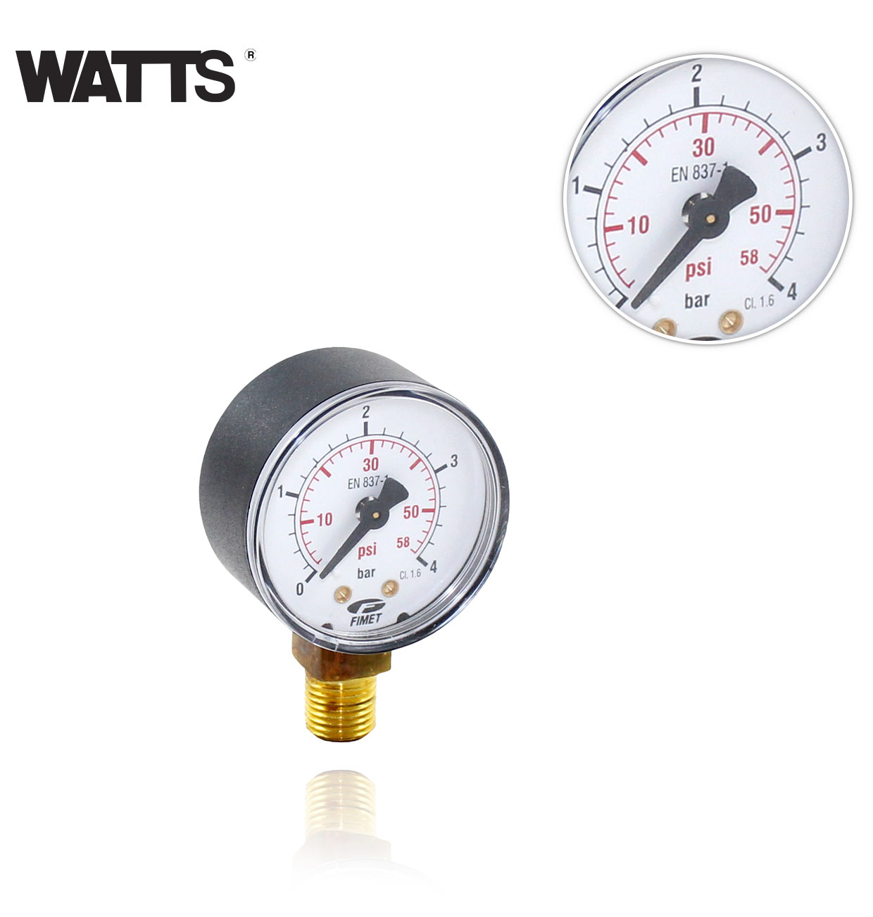 D50 0/4bar R1/4G CONICAL RADIAL MANOMETER WITH ABS