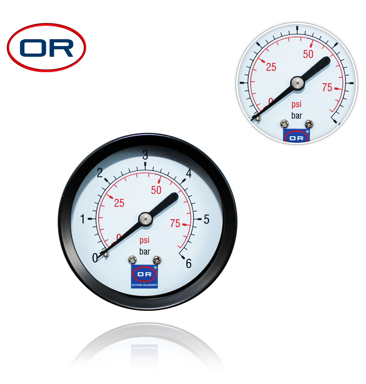 D63 0-6bar R1/4" REAR MANOMETER WITH ABS O-RING