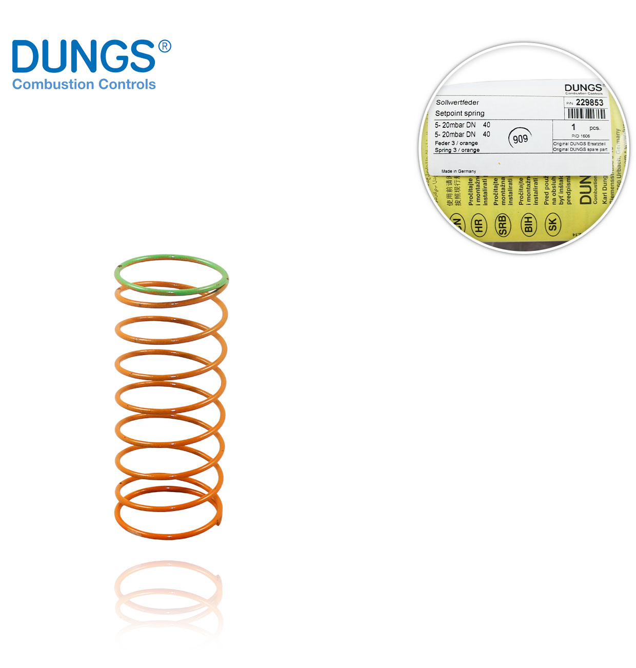 ORANGE SPRING FOR FRS 515/5040 5-20mbar DUNGS