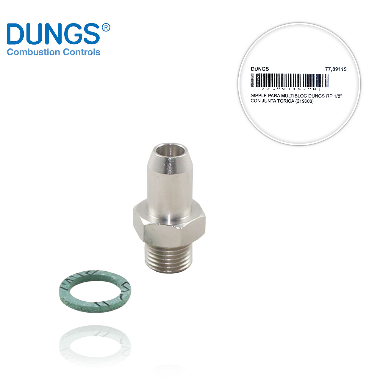NIPPLE FOR DUNGS RP 1/8" MULTIBLOCK WITH O-RING GASKET (219008)