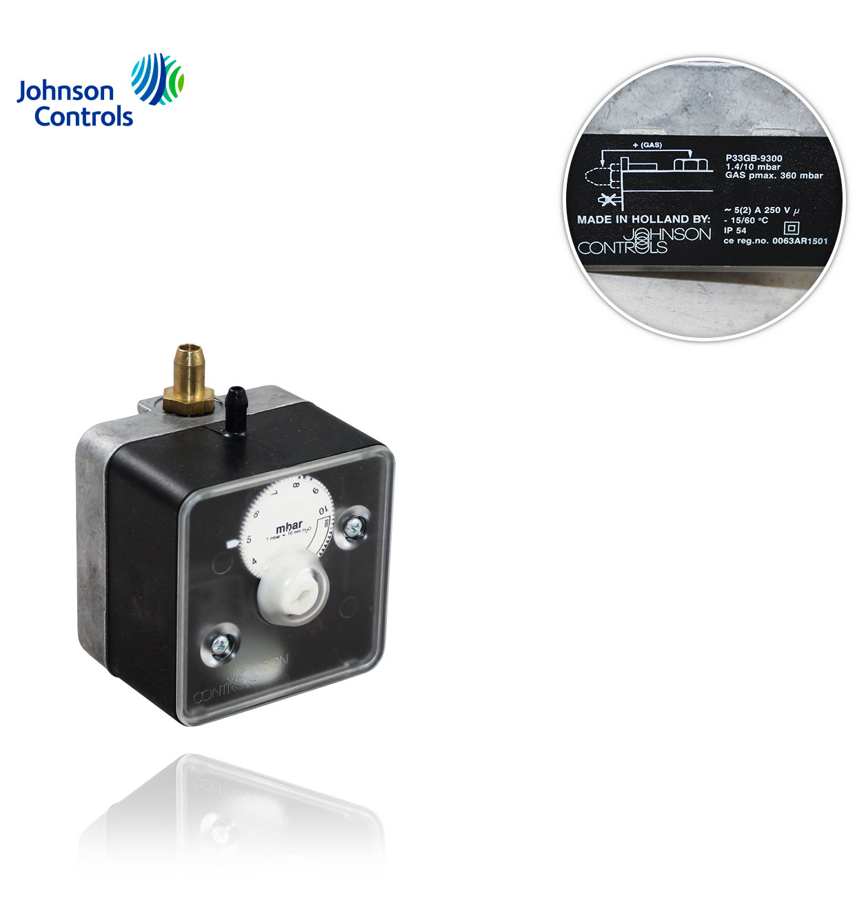 DIFFERENTIAL GAS PRESSURE SWITCH P33 GB 9300  1.4-10mbar.