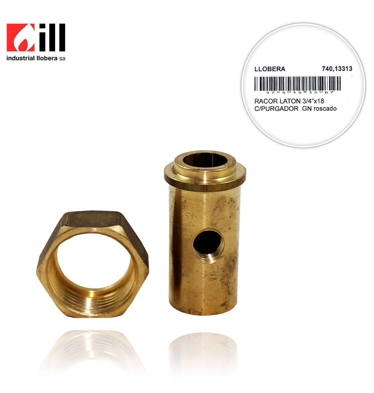 3/4"x18 BRASS FITTING WITH threaded NG PURGER