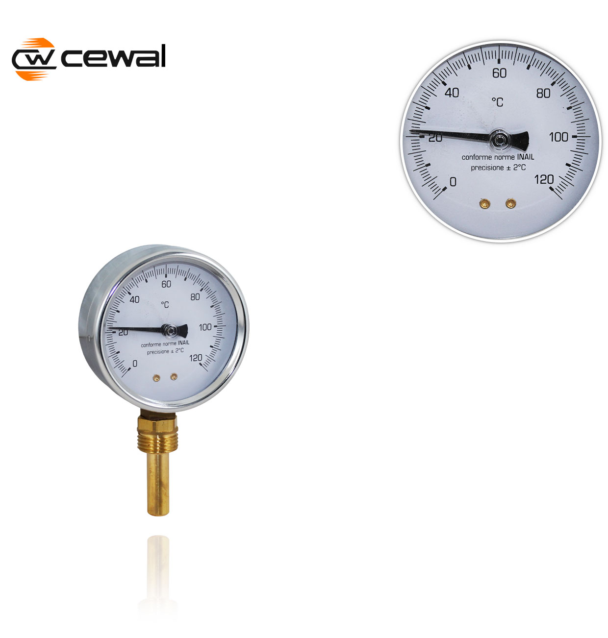 0-120ºC D80 5cm RADIAL STAINLESS STEEL BIMETAL THERMOMETER