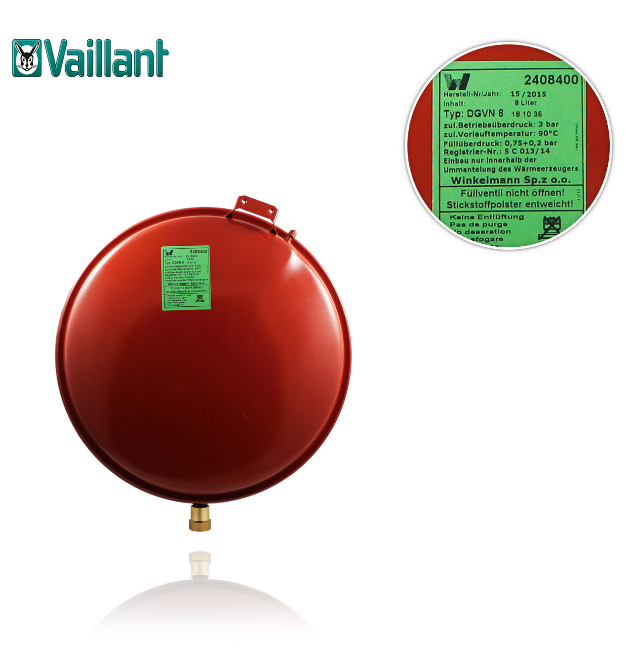 VCM/ VMW 180/280  8L EXPANSION VESSEL VAILLANT 181045